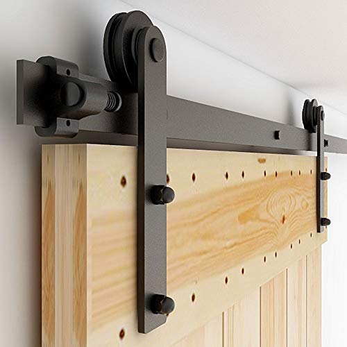 CCJH 7FT Heavy Duty Sturdy Sliding Barn Door Hardware Kit -Smoothly and Quietly -Easy to Install Fit 42" Wide Door Panel (I Shape Roller) - Image 1