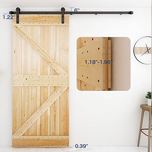 CCJH 7FT Heavy Duty Sturdy Sliding Barn Door Hardware Kit -Smoothly and Quietly -Easy to Install Fit 42" Wide Door Panel (I Shape Roller) - Image 2