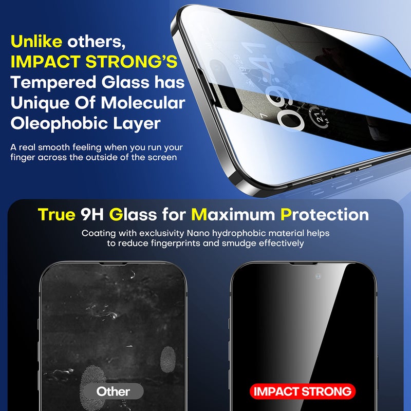 ImpactStrong Anti-Spy Privacy Screen Protector for iPhone 14 Pro Max (6.7-Inch), 9H Tempered Glass, Shatter-Resistant, Anti-Scratch, Easy Install Kit, Case Friendly, 2-Pack - Image 5