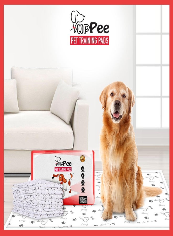 PUPPEE فوط تدريب الحيوانات الأليفة PUPPEE للكلاب والقطط والجراء والحيوانات الأليفة، فوط فائقة الامتصاص للبول | مدرب على التبول والتبرز | فوط تدريب على استخدام المرحاض، مدرب على استخدام المرحاض للحيوانات الأليفة والجراء | مقاومة للماء بنسبة 100% وغير قابلة للانزلاق - 60 × 45 سم (متوسط) - عبوة من قطعتين (50 قطعة) - Image 2