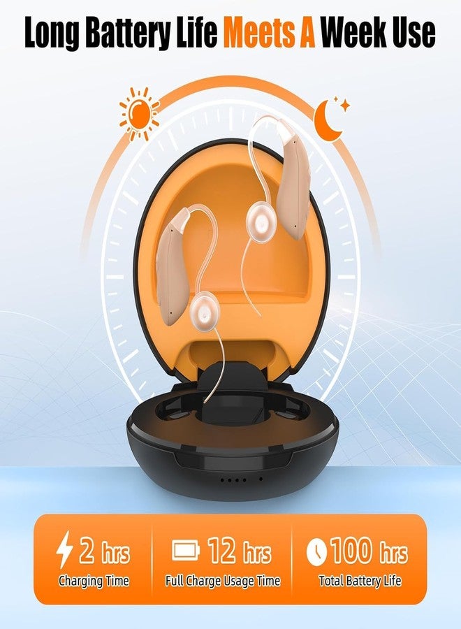 WFDL سماعات WFDL لكبار السن، سماعات قابلة لإعادة الشحن لكبار السن، مكبرات صوت خلف الأذن بـ 16 قناة، تحكم في مستوى الصوت لحالات ضعف السمع الخفيف إلى المتوسط، خاصية إلغاء الضوضاء. - Image 4