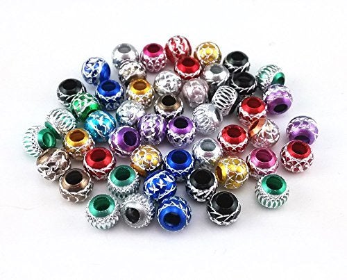 Honbay 50pcs 13mm Mix Color Pattern Aluminum Carving Spacer Beads Metal Loose Beads for Jewelry Making