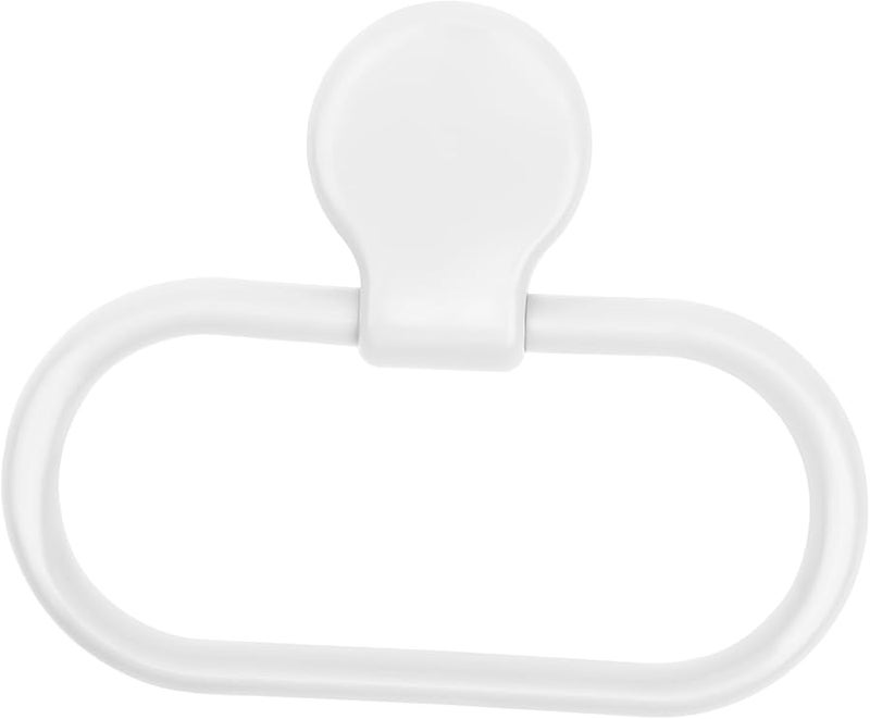 White Self Adhesive Towel Holder Ring No Drilling Easy Install for Bathroom Kitchen - Image 1
