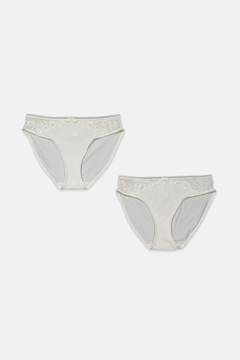 Tchibo Women 2 Pieces Plain Panty, Cream White - Image 2