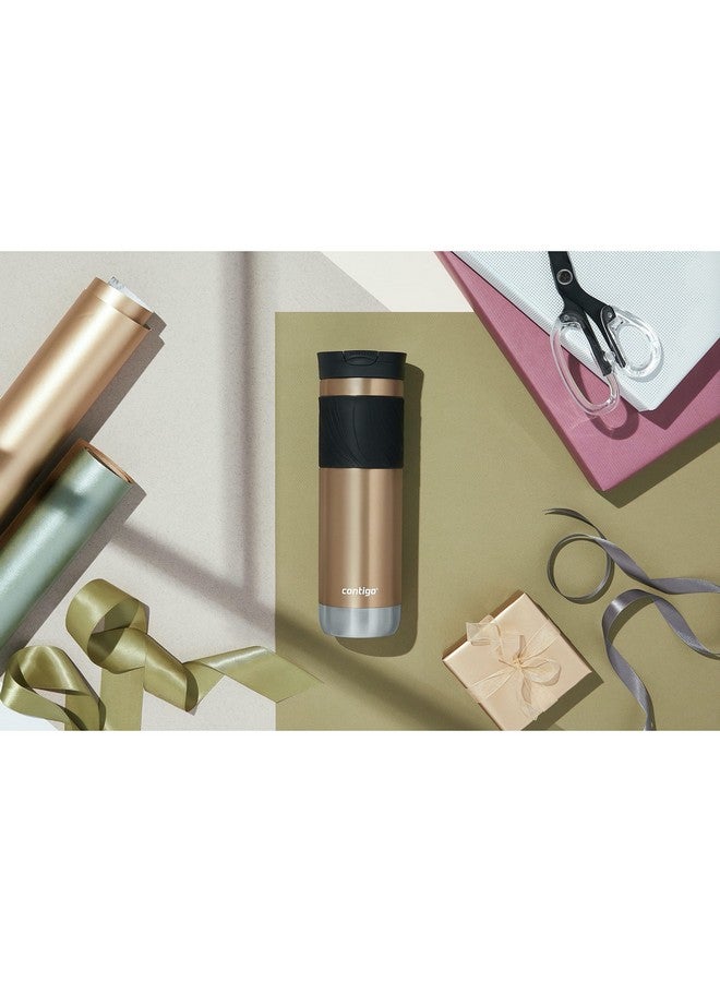 Contigo كوب سفر معزول بالفراغ من كونتيغو بايرون من الفولاذ المقاوم للصدأ سعة 24 أونصة بلون شاردونيه مع غطاء مانع للتسرب يحافظ على المشروبات ساخنة أو باردة مثالي لعشاق القهوة والمسافرين والمعسكرين والأنشطة الخارجية - Image 4
