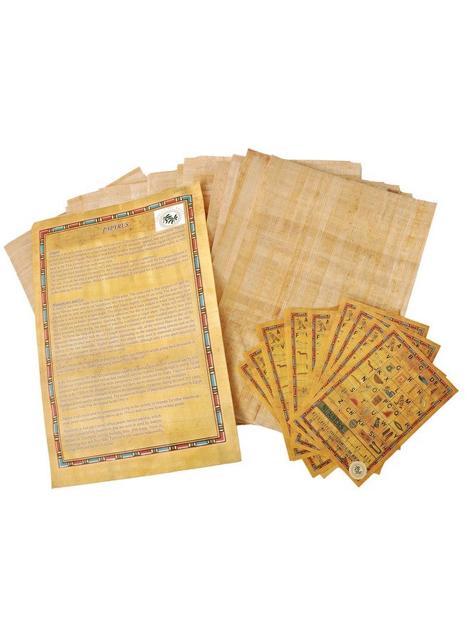 كرافتس أوف إيجبت مجموعة ورق البردي المصري الفارغة مكونة من 10 أوراق للمشروعات الفنية، ألبوم القصاصات، إعادة ملء المخطوطات وتعليم التاريخ الهيروغليفي القديم، 8 × 12 بوصة (20 × 30 سم) - Image 1