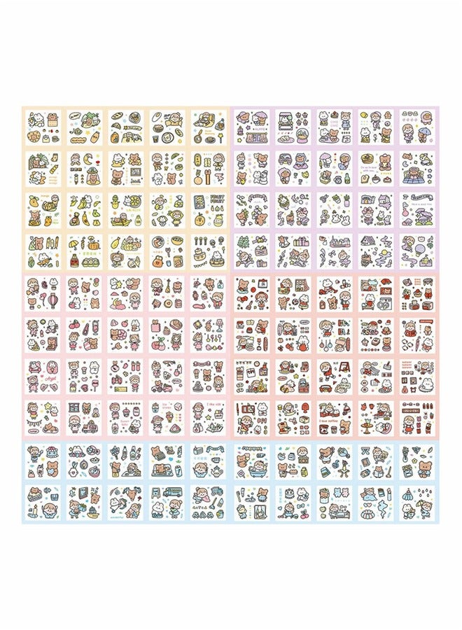 Generic Stickers Set, 100 Sheets 600+ Small Pieces Cute PET Transparent Cartoon Character Animal Flower Decorative Scrapbook Sticker Decal for Diary, DIY Arts Crafts, Album, Planners, Calendars and Notebook  - Image 2
