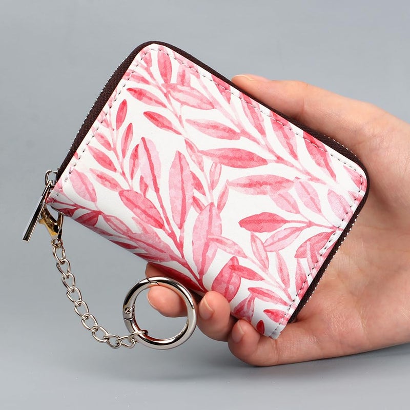FurArt محفظة بطاقات الائتمان من FurArt، حافظة بطاقات بسحاب للنساء، مانعة لتسرب RFID، محفظة بحلقة مفاتيح، حجم مدمج - Image 4