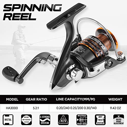 PLUSINNO Fishing Rod and Reel Combos -24 Ton Carbon Fiber Telescopic Fishing Pole - Spinning Reel 12 +1 Shielded Bearings Stainless Steel BB-Free Carrier Bag Case, Travel Saltwater Freshwater Fishing - Image 5