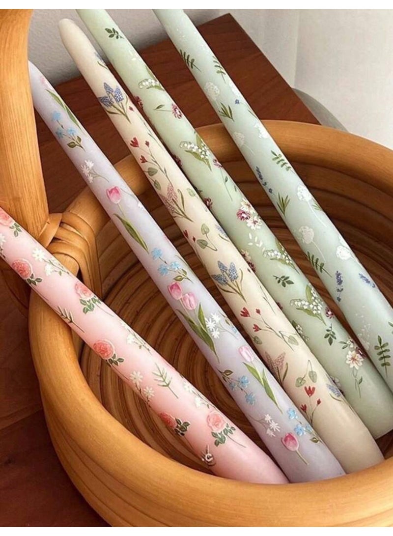 Sweet Cathy Taper Candle Floral Printed  Unscented and Smokeles Long Burning Candles 2pcs 25cm Ideal for Dinner Home Decor Gifts Parties Weddings - Image 3