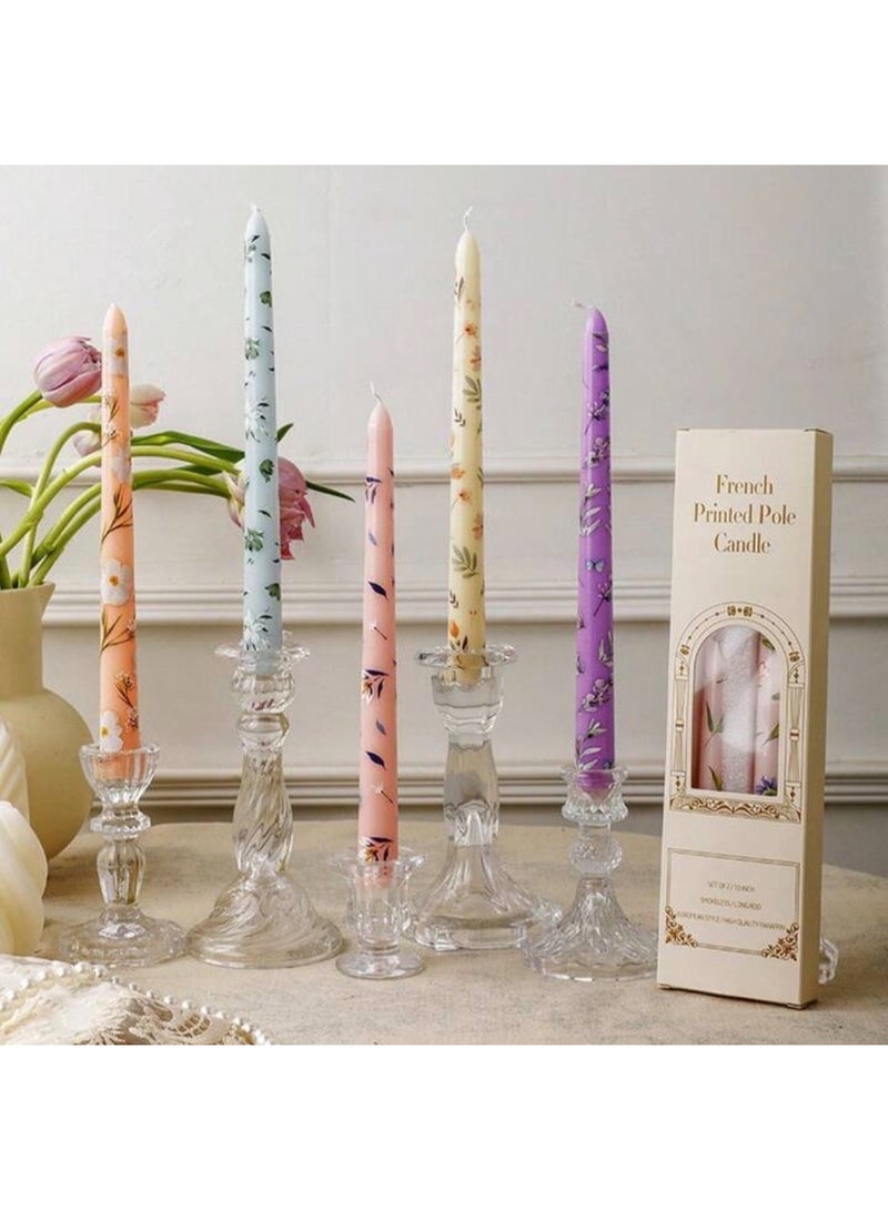 Sweet Cathy Taper Candle Floral Printed  Unscented and Smokeles Long Burning Candles 2pcs 25cm Ideal for Dinner Home Decor Gifts Parties Weddings - Image 5
