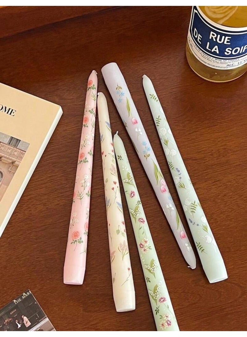 Sweet Cathy Taper Candle Floral Printed  Unscented and Smokeles Long Burning Candles 2pcs 25cm Ideal for Dinner Home Decor Gifts Parties Weddings - Image 2
