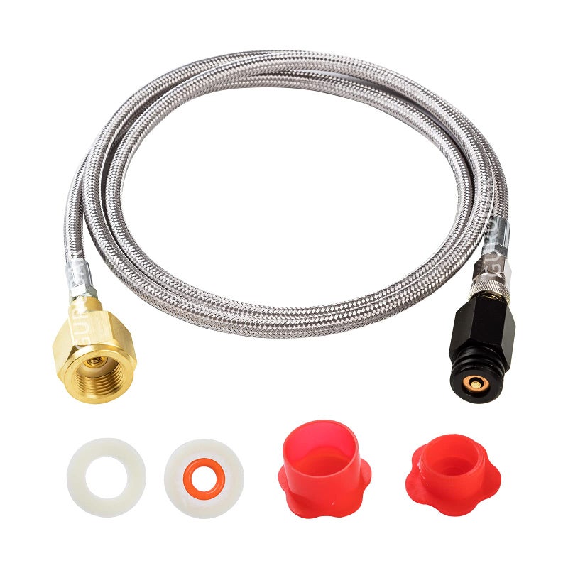 GURUDAR GURUDAR CO2 Tank CO2 Cylinder Direct Adapter with 60in Stainless Steel Hose CGA320 to TR214 Carbonated Water Soda Maker Connector for Fizzi One Touch Jet Ninja Thirsti 