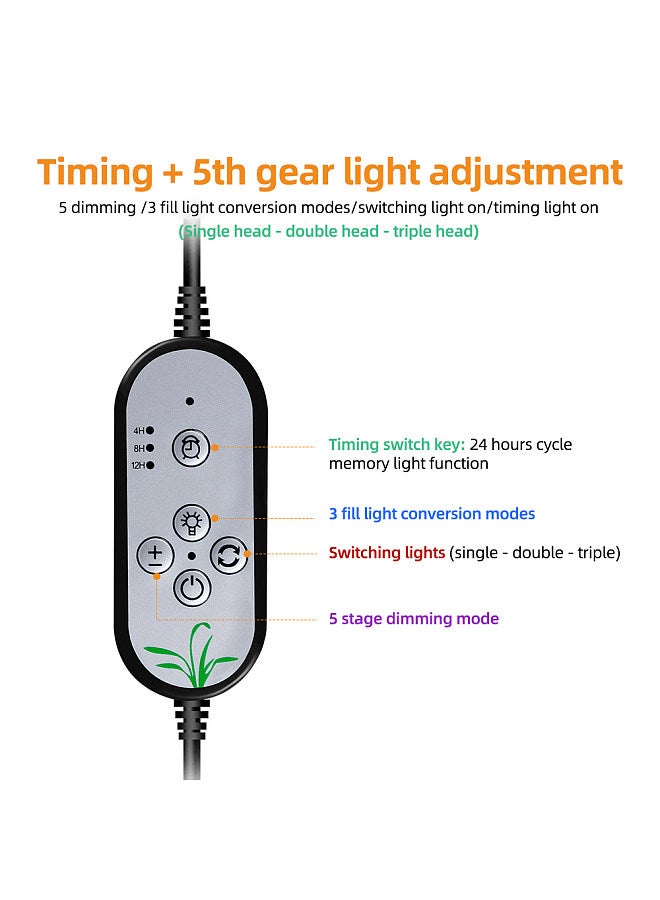 Generic LED Grow Light for Indoor Plants 36W 4-Head Red & Blue LEDs Auto On & Off with 4/ 8/ 12H Timer 3 Light Modes 5 Brightness Levels IP66 Waterproof Clip-On Desk Plant Growing Lamps for Seedlings  - Image 5