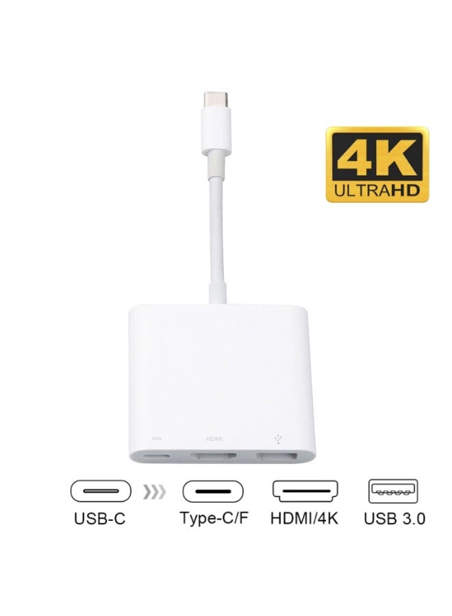 Type C To HDMI USB 3.0 3 In 1 Hub Charging Adapter USB C To HDMI Converter Cable for Phone Tablet Macbook Laptop - Image 1