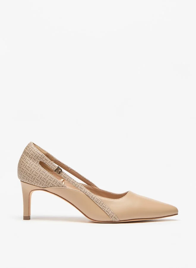 Flora Bella By Shoexpress Monogram Print Slip-On Pumps with Stilleto Heels