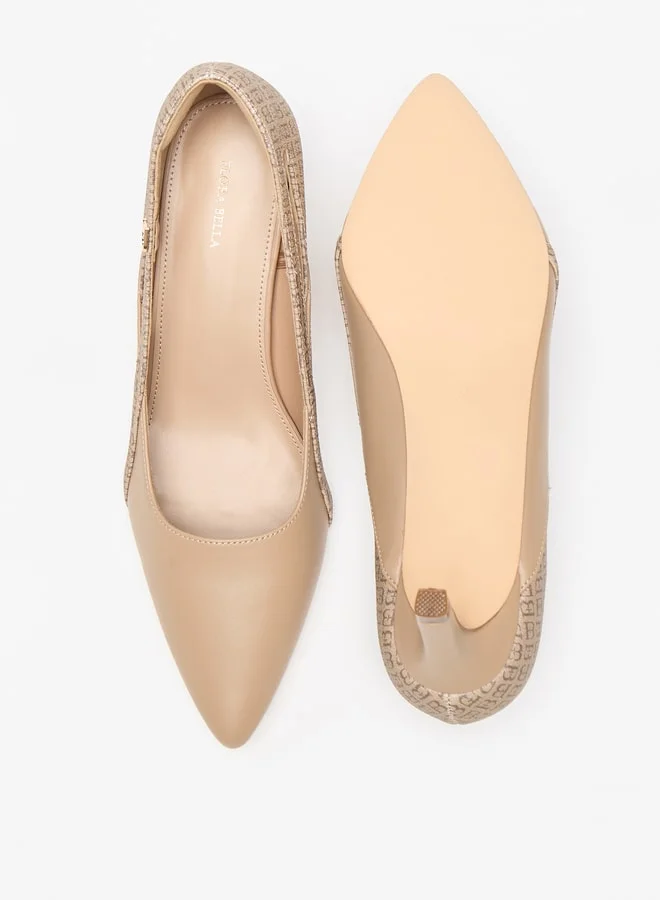 Flora Bella By Shoexpress Monogram Print Slip-On Pumps with Stilleto Heels