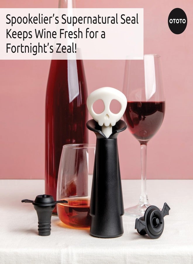 OTOTO NEW!! OTOTO Spookelier Wine Saver Pump and 3 Wine Stopper - Wine Bottle Stoppers for Wine Bottles, Wine Stoppers Vacuum, Spooky Goth Accessories, Fun Halloween Goth Kitchen, Goth Gifts Gadgets - Image 5
