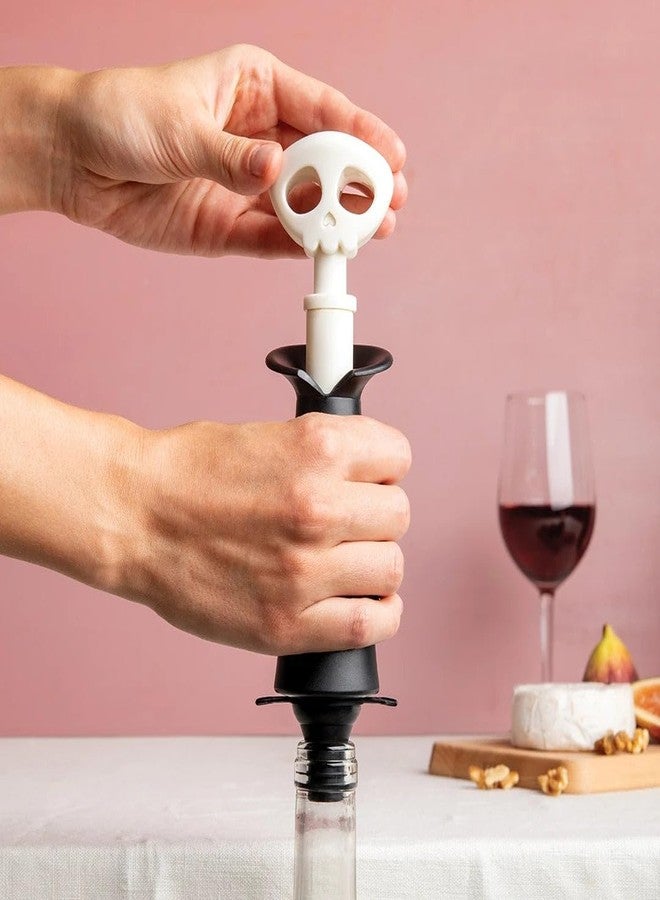 OTOTO NEW!! OTOTO Spookelier Wine Saver Pump and 3 Wine Stopper - Wine Bottle Stoppers for Wine Bottles, Wine Stoppers Vacuum, Spooky Goth Accessories, Fun Halloween Goth Kitchen, Goth Gifts Gadgets - Image 2