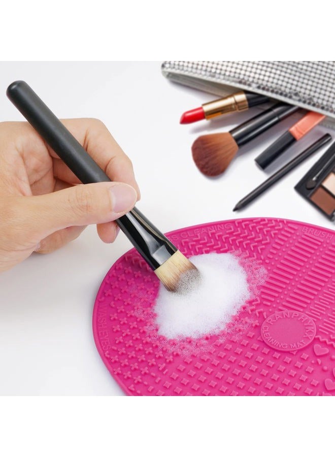 Ranphykx Makeup Brush Cleaner Mat Silicone Brush Cleaning Mat Big Size Make Up Brush Clean Pad with Suction Cup for Makeup Brush Cleaning (Hot Pink) - Image 4