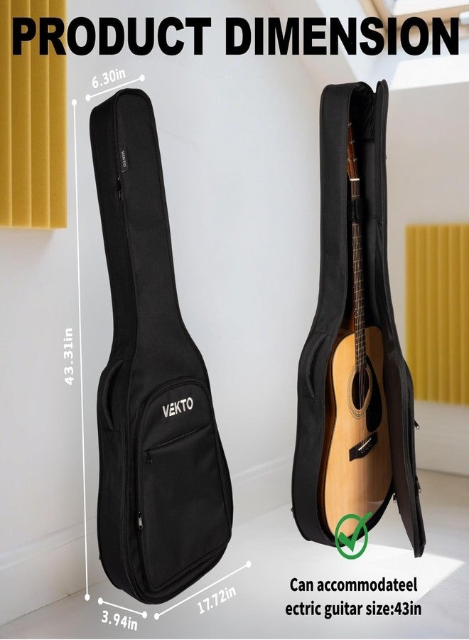 VEKTO 41Inch Acoustic Guitar Bag with 0.4 Inch Thick Waterproof Padding, Soft Guitar Case Gig Bag with Dual Adjustable Shoulder Straps - Image 2