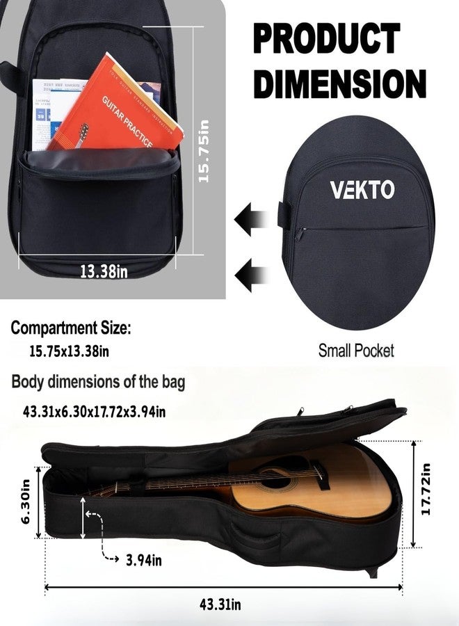 VEKTO 41Inch Acoustic Guitar Bag with 0.4 Inch Thick Waterproof Padding, Soft Guitar Case Gig Bag with Dual Adjustable Shoulder Straps - Image 3