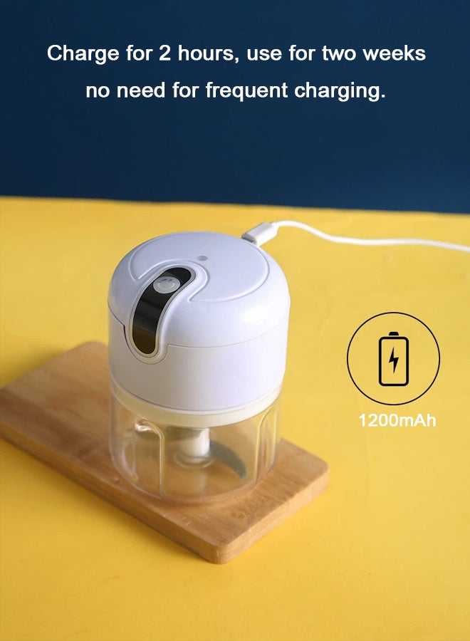 RANBEM Electric Mini Food Chopper, USB Rechargeable Vegetable Chopper & Chopper Electric with 3 Sharp Blades, 250ml Mixer Grinder Small for Garlic, Meat, Vegetables, Fruits & Baby Food - Image 4