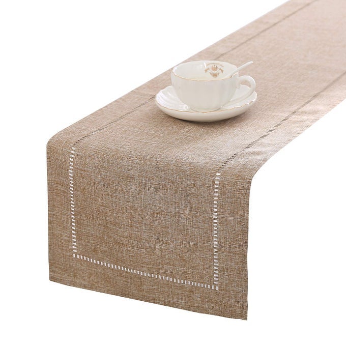DECORATIVE LINEN TABLE RUNNER FARMHOUSE STYLE TABLETOP COLLECTION 14 X 72 INCHES TABLE RUNNERS FOR EVERYDAY DINING WEDDING PARTY HOLIDAY HOME DECOR 14 X 72 LIGHT COFFEESTRAIGHT