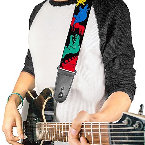 Buckle Down Buckle-Down Guitar Strap Dinosaurs Black Multi Color 2 Inches Wide (GS-W30427) - Image 2