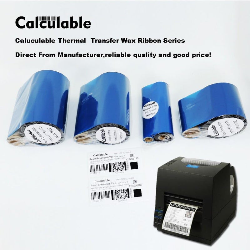 DEFMATE Black 2.52" x 1476' (64mmx450m) Thermal Transfer Wax Ribbon for Zebra Desktop Printer,TEC,DATAMAX,INTERMEC,Avery,Citizen,SATO,TSC,GODEX,ARGOX,BEIYANG,POSTEK - Image 4