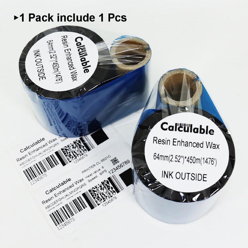 DEFMATE Black 2.52" x 1476' (64mmx450m) Thermal Transfer Wax Ribbon for Zebra Desktop Printer,TEC,DATAMAX,INTERMEC,Avery,Citizen,SATO,TSC,GODEX,ARGOX,BEIYANG,POSTEK - Image 3
