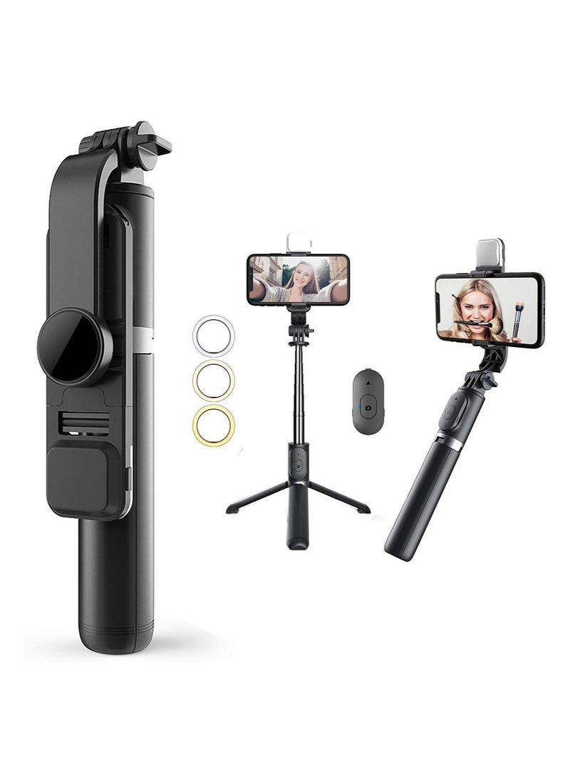 ELTRAZONE - Selfie Stick, Wireless Bluetooth Selfie Stick Tripod with Remote, Aluminum Alloy Selfie Stick with Fill Light, Compatible with iPhone 13 12 11 Pro XS Max XR X 8 7 - Image 1