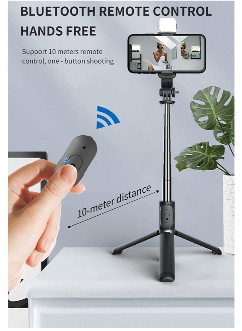ELTRAZONE - Selfie Stick, Wireless Bluetooth Selfie Stick Tripod with Remote, Aluminum Alloy Selfie Stick with Fill Light, Compatible with iPhone 13 12 11 Pro XS Max XR X 8 7 - Image 1