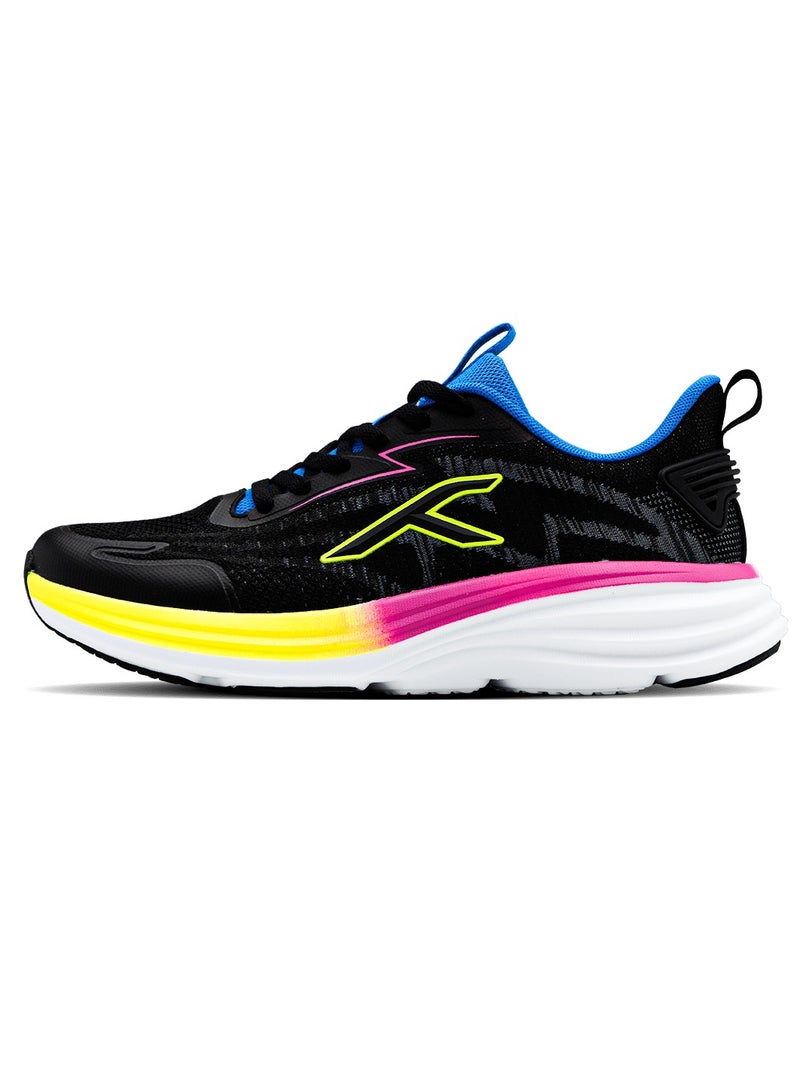 HUNDRED Hundred Softstride  Multipurpose Shoes | Running, Walking, Training, Gym & Jogging | Active Grip Rubber Technology | Heel Shield Protection (Black/Blue/Lime - EUR 42)  - Image 1