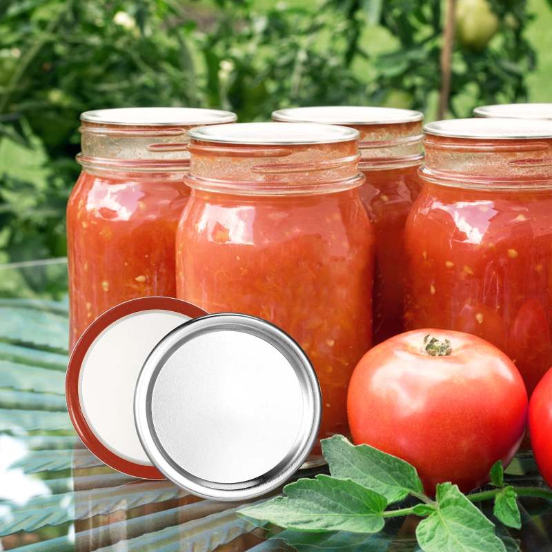 أغطية تعبئة العلب الفم العريض: أغطية خفض الضغط الفضية - أغطية أوعية ميسون غير متسربة لتعبئة المنزل والتخزين المطبخي - Image 4