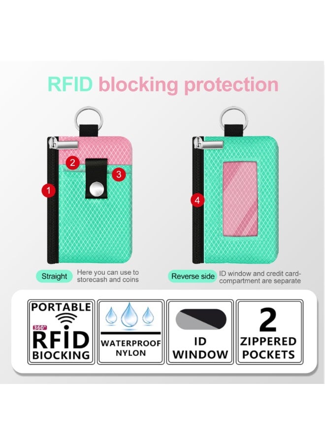 Minimalist RFID Blocking Small Wallet with ID Window,WaterResistant Zip Id Case Wallet with Lanyard Keychain for Cards,Cash,Travel,Women,Men - Image 2