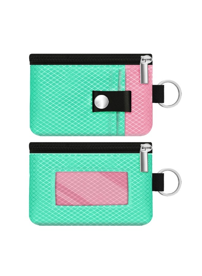 Minimalist RFID Blocking Small Wallet with ID Window,WaterResistant Zip Id Case Wallet with Lanyard Keychain for Cards,Cash,Travel,Women,Men - Image 3