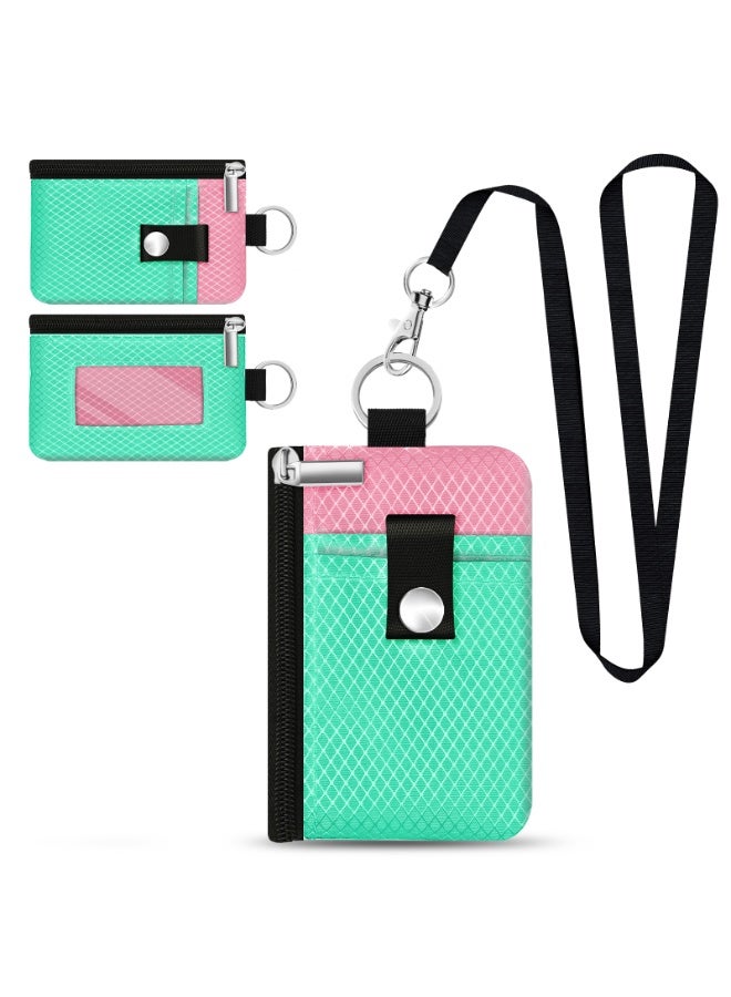 Minimalist RFID Blocking Small Wallet with ID Window,WaterResistant Zip Id Case Wallet with Lanyard Keychain for Cards,Cash,Travel,Women,Men - Image 1