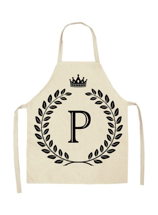 NIBEMINENT Letter Printed Cotton Apron Beige/Black 47 x 38cm