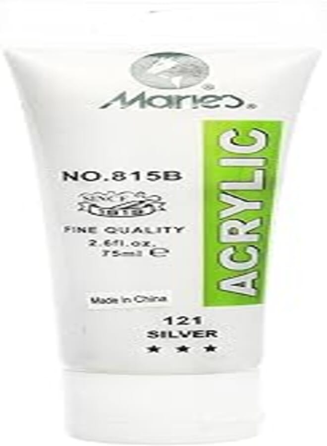 Maries 815B (121) High Quality Acrylic fine Colour 75 ml For Adults, Art Supplies, Perfect Starter Kit for Painting - Silver