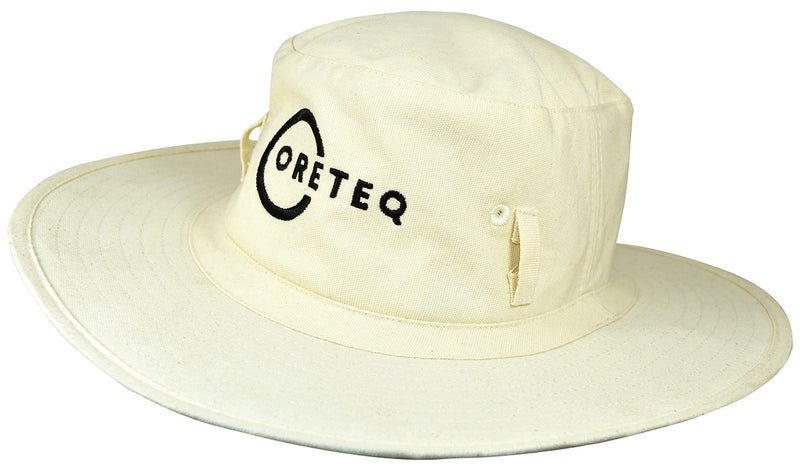 Coreteq Unisex 100% Cotton Canvas Cricket Round Hat Sports Lightweight Big Brim With Loops (Large, Natural White) - Image 1