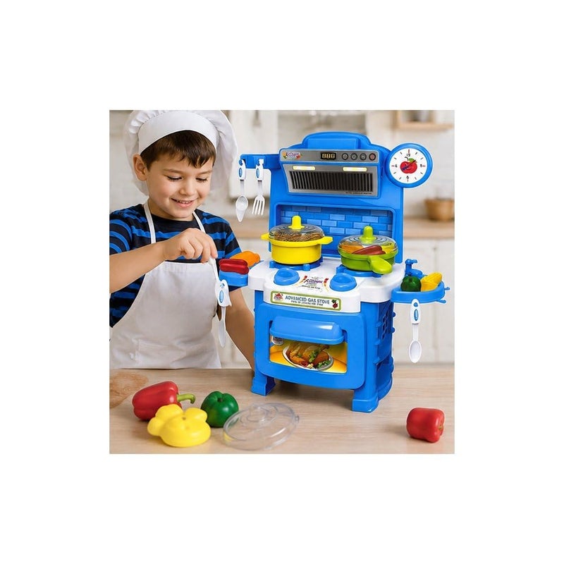 Kitchen Play Set Toy With Cooking Accessories, Blue - Image 3