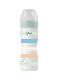 Chicco Well-Being Plastic Feeding Bottle 250ml Medium Flow 2m+ Silicone, Green  - Image 1