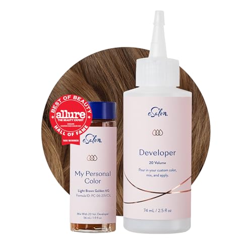 eSalon Permanent Hair Color & Dye Kit - Light Brown Golden - Professional-Grade Ammonia-Free Personal Colorist for Up To 100% Gray Coverage on All Hair Types - Image 2
