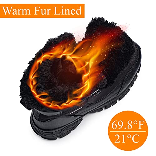 SHULOOK Men's Snow Boots Waterproof Warm Fur Lined Winter Hiking Boot Non-slip Outdoor Ankle High-top Shoes Work Hiker Trekking Trail - Image 2