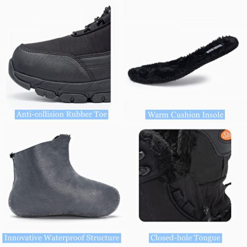 SHULOOK Men's Snow Boots Waterproof Warm Fur Lined Winter Hiking Boot Non-slip Outdoor Ankle High-top Shoes Work Hiker Trekking Trail - Image 3