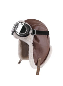 Trapper Hat Winter Hats for Men Aviator Hat with Goggles Fur Hunting Hat with Fur Ear Flaps