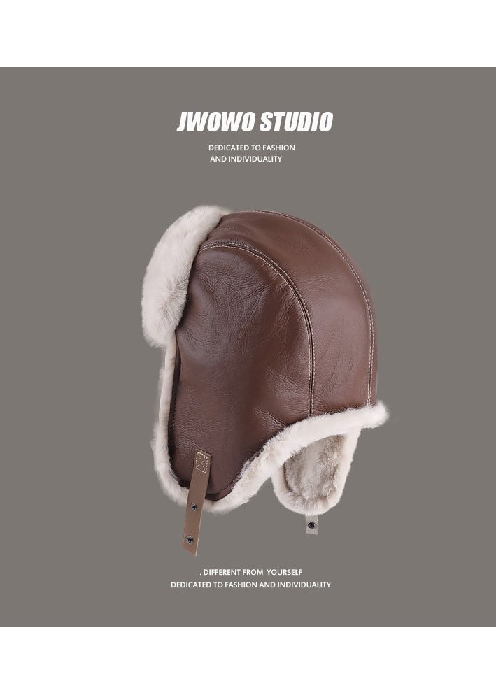 Generic - Trapper Hat Winter Hats for Men Aviator Hat with Goggles Fur Hunting Hat with Fur Ear Flaps - Image 1
