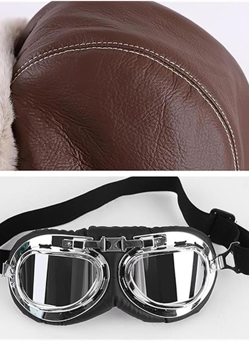 Generic - Trapper Hat Winter Hats for Men Aviator Hat with Goggles Fur Hunting Hat with Fur Ear Flaps - Image 1