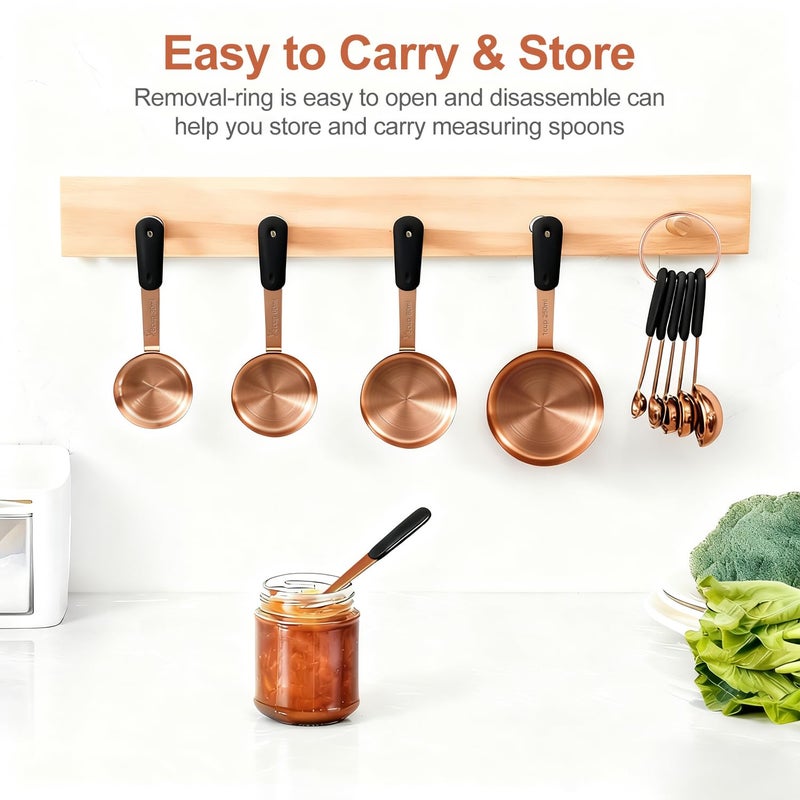 Bopei Measuring Cups and Spoons Set, Rose Gold Plated Stainless Steel 10 Piece for Cooking and Baking (5 Cups + 5 Spoons RoseGold) - Image 5